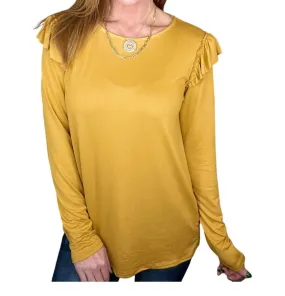143 Story - Brushed Ruffled Shoulder Top