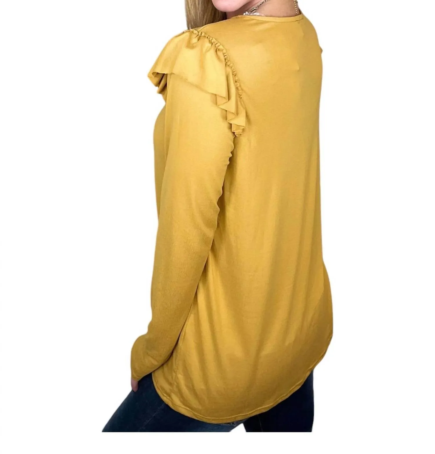 143 Story - Brushed Ruffled Shoulder Top