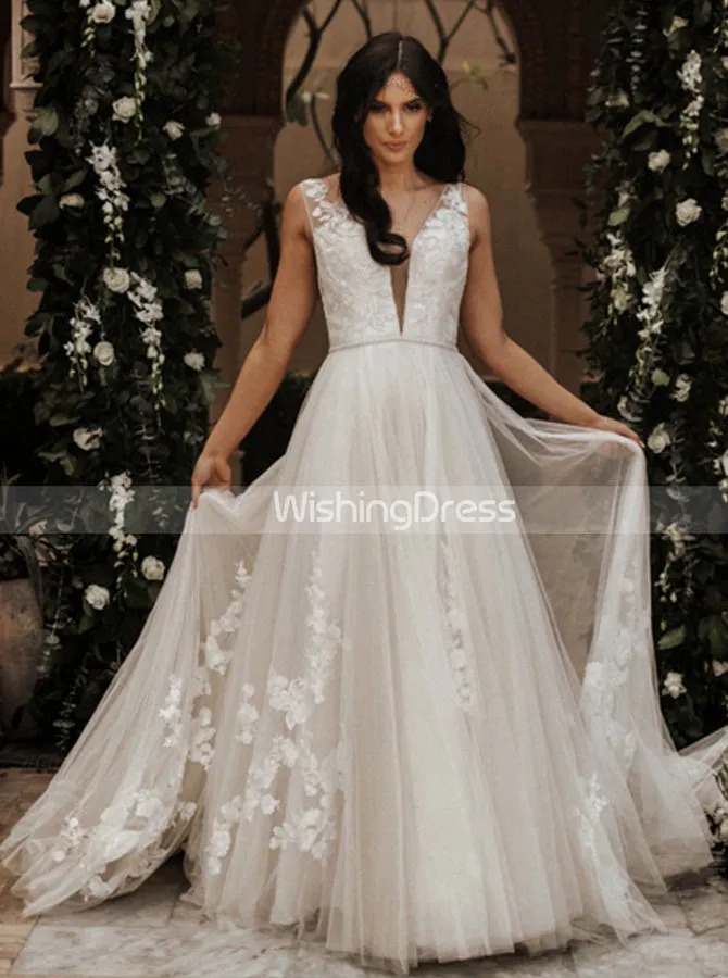 A-line Tulle Wedding Dresses,Princess Wedding Dress,WD00423