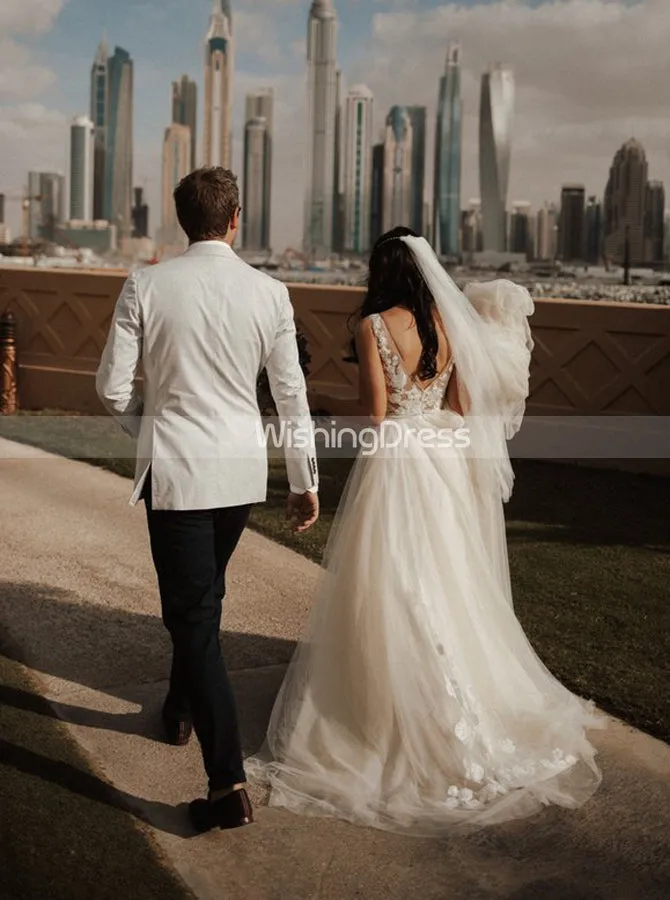 A-line Tulle Wedding Dresses,Princess Wedding Dress,WD00423