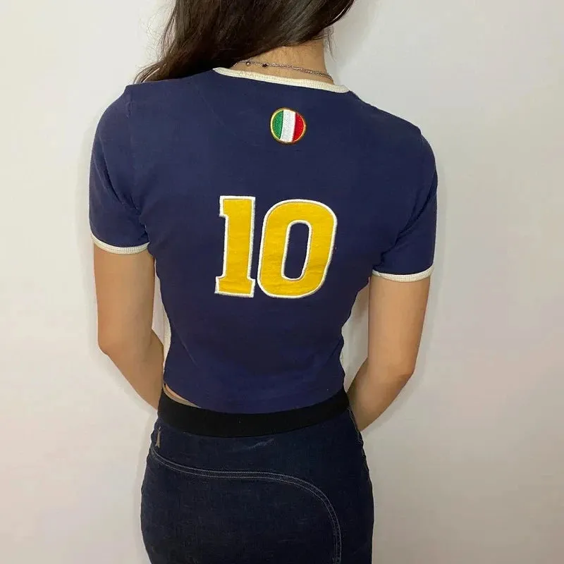 Alternatives Grunge-Crop-Top mit "Italia