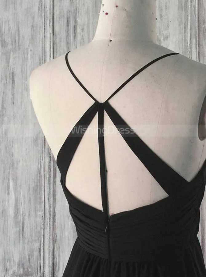 Black Bridesmaid Dresses,Ruched Bridesmaid Dresses,BD00366