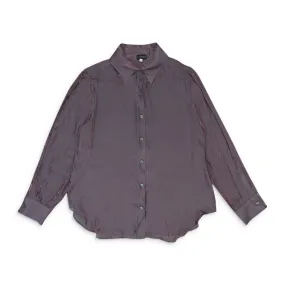 CALLIPYGIAN IRIDESCENT MAROON BUTTON-UP
