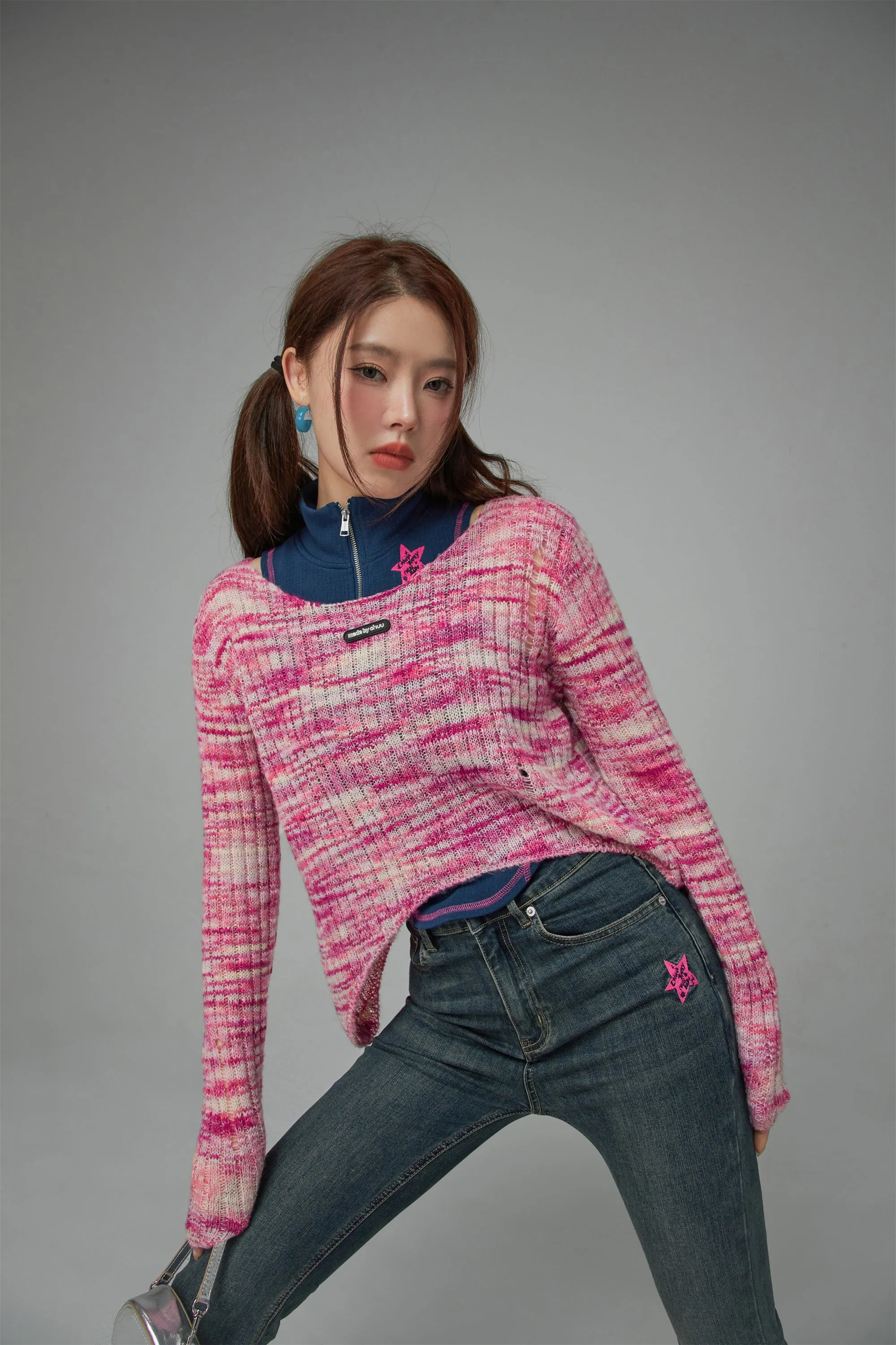 Cuddle Queen Unbalanced Cropped Knit Top