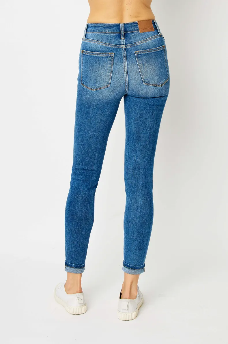 Judy Blue High Waist Cuffed Hem Skinny Jeans