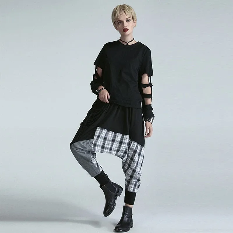 Patchwork Plaid Harem Pants | Millennials
