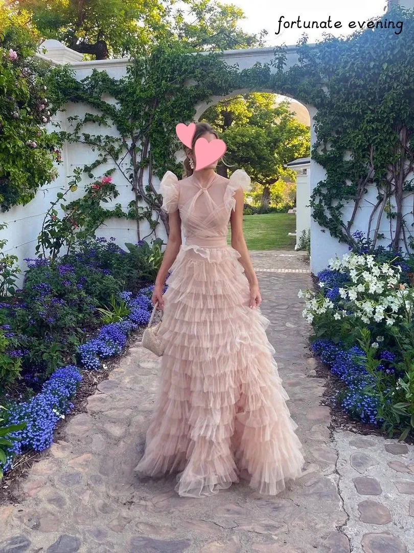 Tulle Ruffle A Line Evening Gown